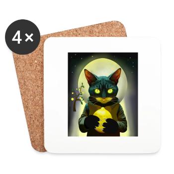 MoonLit Cyber Lemon Mystic Sticker: Gamer T-shirt - Coasters (set of 4) - white - Front