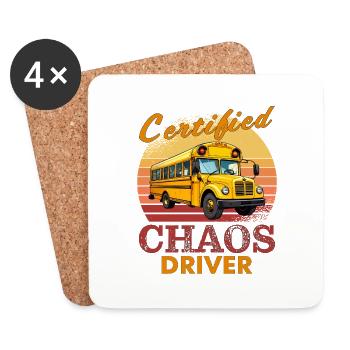 Schulbus CERIFIED CHAOS DRIVER - Untersetzer (4er-Set) - Weiß - Vorne