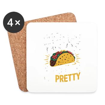 Taco-Design - Füttere mich & sag, ich bin hübsch - Untersetzer (4er-Set) - Weiß - Vorne