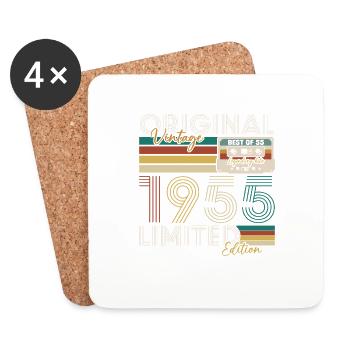 70 Jahre 1955 Vintage Retro Jubiläumsgeschenk - Untersetzer (4er-Set) - Weiß - Vorne