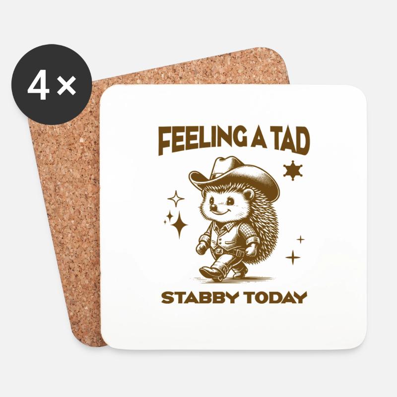 Fühle mich heute ein bisschen stechend Cooler Cowboy-Igel - Untersetzer (4er-Set) - Weiß