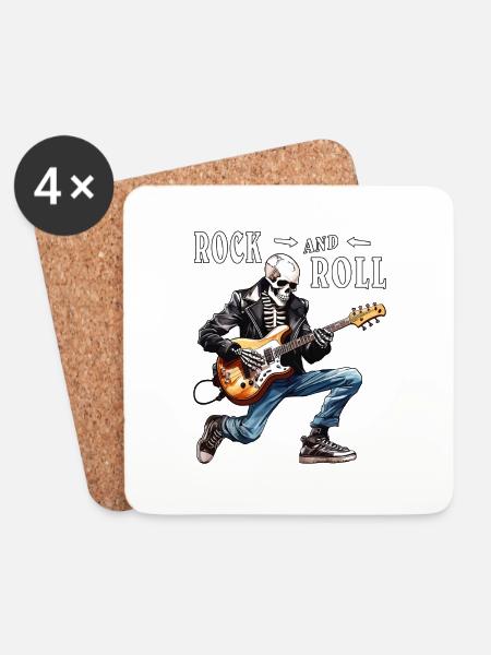 MUSIKER GITARRE ROCK AND ROLL - Untersetzer (4er-Set) - Weiß