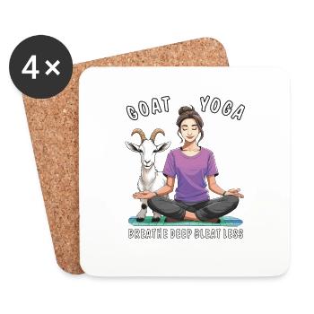 ZIEGENYOGA DEEP, BLEAT LESS - Untersetzer (4er-Set) - Weiß - Vorne
