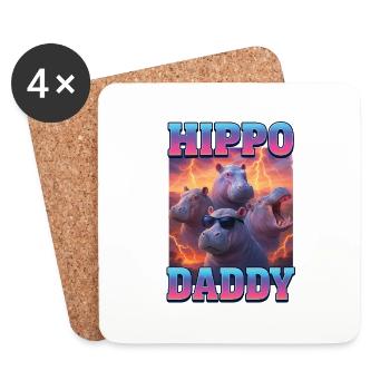 Nilpferd-Papa - Untersetzer (4er-Set) - Weiß - Vorne