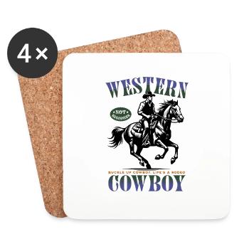 Western Cowboy – Buckle Up, Not for Beginners - Coasters (set of 4) - white - Front