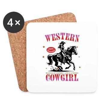 Howdy Rodeo – Not for Beginners" design - Coasters (set of 4) - white - Front