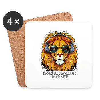 COOL ET PUISSANT COMME UN LION - Dessous de verre (lot de 4) - blanc - Devant