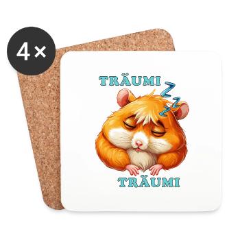 HAMSTER SCHLAF TRÄUMI TRÄUMI - Untersetzer (4er-Set) - Weiß - Vorne