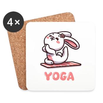 Yoga du lapin - Dessous de verre (lot de 4) - blanc - Devant