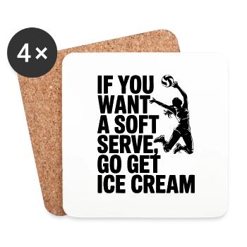Soft-Serve? Dann ab zum Eis – Volleyball - Untersetzer (4er-Set) - Weiß - Vorne