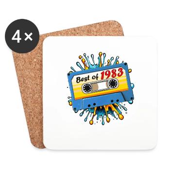 1983 CASSETTE MUSICALE BEST OF - Dessous de verre (lot de 4) - blanc - Devant