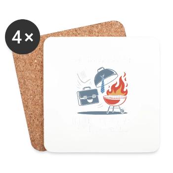 Out of Office In Negotiations with My Grill Labor - Coasters (set of 4) - white - Front