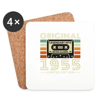 70 Jahre 1955 Vintage Retro Jubiläumsgeschenk - Untersetzer (4er-Set) - Weiß - Vorne
