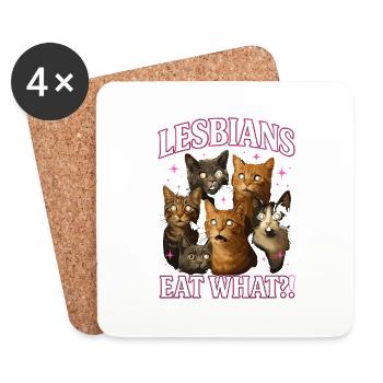 Lesbian Cat Humor - Surprise - Coasters (set of 4) - white - Front
