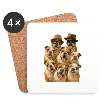 Bulldogge - Untersetzer (4er-Set) - Weiß - Vorne