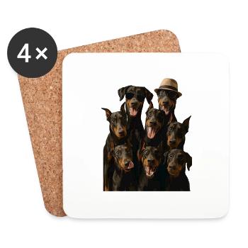 Dobermann - Untersetzer (4er-Set) - Weiß - Vorne