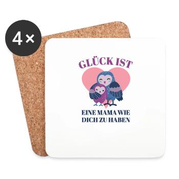 Glück Ist Eine Mama Wie Dich Zu Haben Beste Mutter - Untersetzer (4er-Set) - Weiß - Vorne