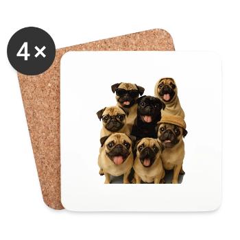 Mops - Untersetzer (4er-Set) - Weiß - Vorne