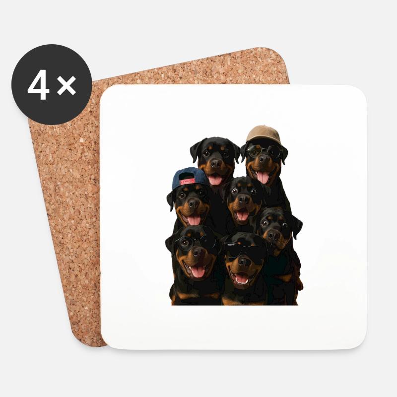 Rottweiler - Untersetzer (4er-Set) - Weiß