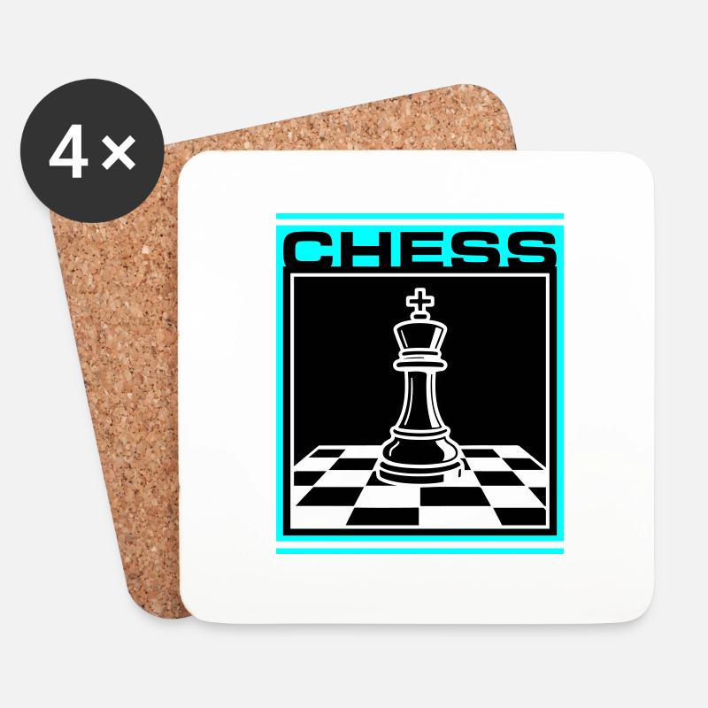 Schach König Chess - Untersetzer (4er-Set) - Weiß