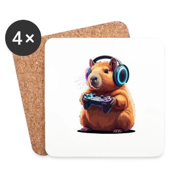 Gamer Hamster Controller Gaming Spielen - Untersetzer (4er-Set) - Weiß - Vorne