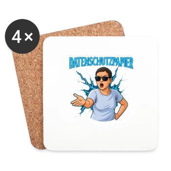 Datenschutzpapier – Satire Design - Untersetzer (4er-Set) - Weiß - Vorne