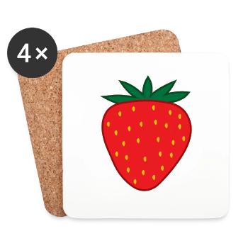 Erdbeere Kostüm Fasching Karneval Erdbeeren - Untersetzer (4er-Set) - Weiß - Vorne