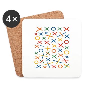 Geometrisches Muster Design - Untersetzer (4er-Set) - Weiß - Vorne