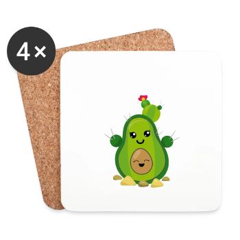 Avocado Cactus Avocactus Gift Cute Funny - Coasters (set of 4) - white - Front