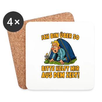 Camping Ü50 – Helft mir aus dem Zelt! - Untersetzer (4er-Set) - Weiß - Vorne