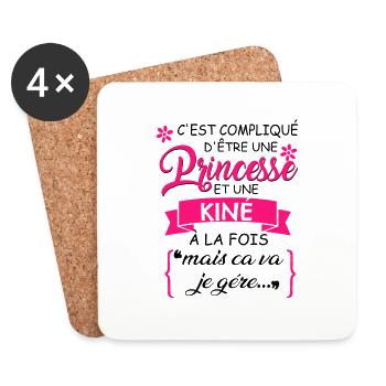 C'est Complique D'être Une Princesse Kiné À La - Dessous de verre (lot de 4) - blanc - Devant