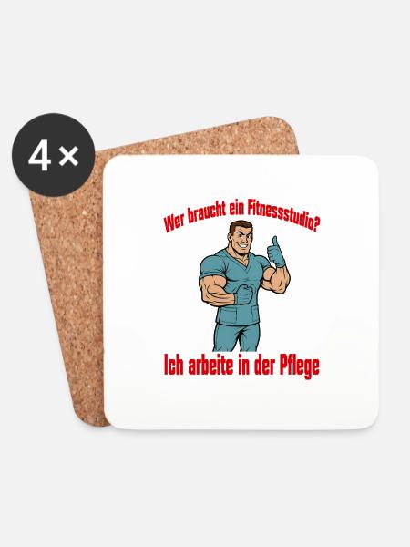 Wer braucht ein Fitnessstudio - Mann - Untersetzer (4er-Set) - Weiß