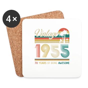 70 Jahre 1955 Vintage Retro Jubiläumsgeschenk - Untersetzer (4er-Set) - Weiß - Vorne