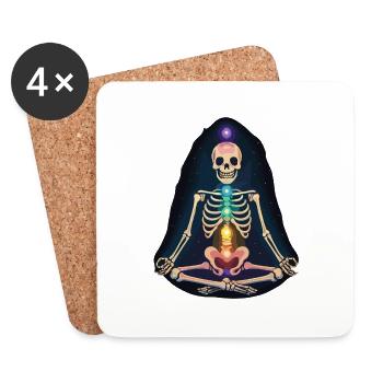 Skelett Yoga - Chakren Meditation - Untersetzer (4er-Set) - Weiß - Vorne