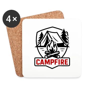 Lagerfeuer Camping Zelt - Untersetzer (4er-Set) - Weiß - Vorne