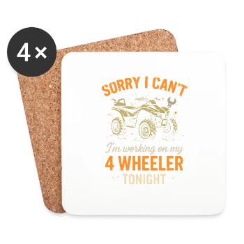 Sorry, ich kann nicht, ich arbeite heute Abend an - Untersetzer (4er-Set) - Weiß - Vorne