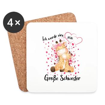 Nachwuchs Verkünden Ich Werde Große Schwester 2026 - Untersetzer (4er-Set) - Weiß - Vorne