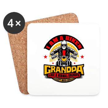I Am A Biker Grandpa Funny Quote for Grandpa Motor - Coasters (set of 4) - white - Front