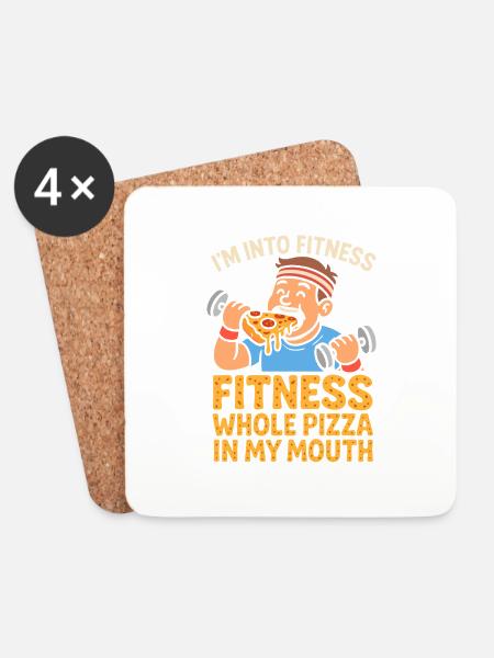 Ich bin in Fitness - Fitness ganze Pizza in meinem - Untersetzer (4er-Set) - Weiß