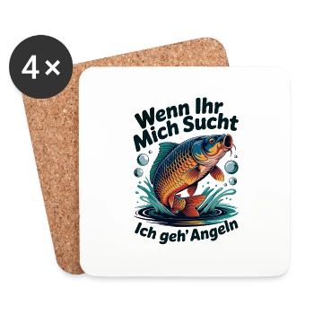 Wenn Ihr mich sucht - ich geh Angeln - Untersetzer (4er-Set) - Weiß - Vorne