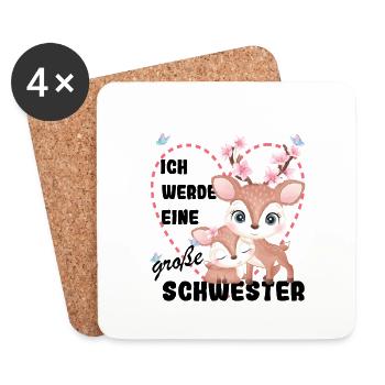 Nachwuchs Verkünden Ich Werde Große Schwester 2026 - Untersetzer (4er-Set) - Weiß - Vorne