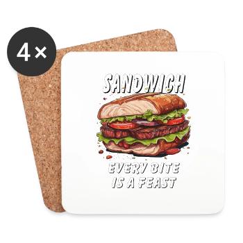 SANDWICH EVERY BITE IS A FEAST - Coasters (set of 4) - white - Front