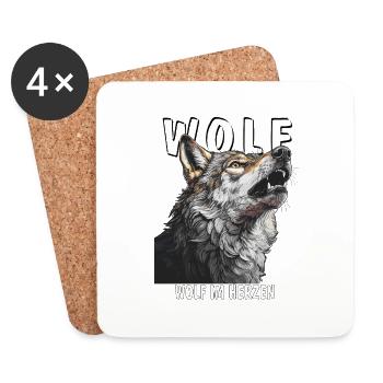 WOLF WOLF AT HEART - Coasters (set of 4) - white - Front