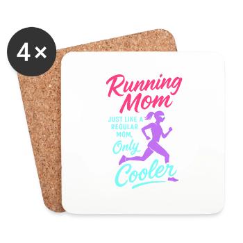 Running Mom - wie eine normale Mutter, nur cooler - Untersetzer (4er-Set) - Weiß - Vorne