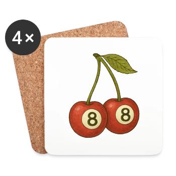 Cherry 8 Ball Retro Pool Vibes Design - Coasters (set of 4) - white - Front