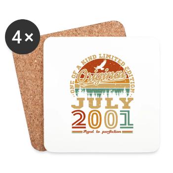 July 2001 Vintage Retro Birthday Gift - Coasters (set of 4) - white - Front