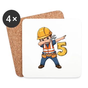 Construction worker 5 years old - Coasters (set of 4) - white - Front