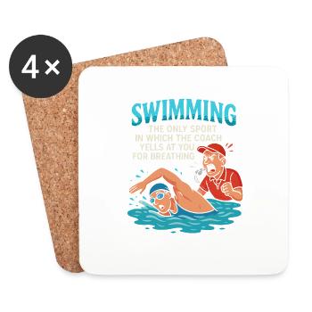 Schwimmen ist die einzige Sportart, bei der der - Untersetzer (4er-Set) - Weiß - Vorne