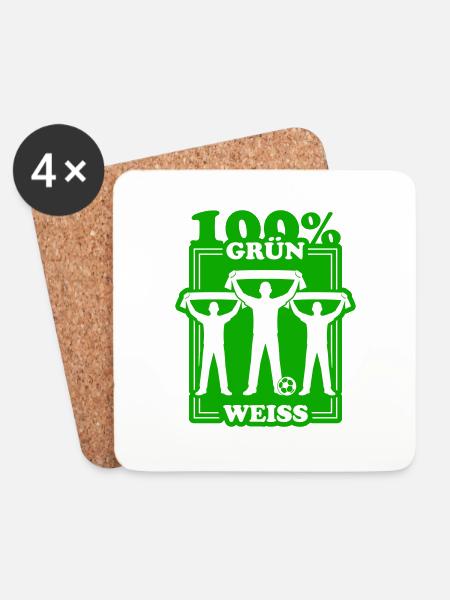 Grün Weiss Fussball - Untersetzer (4er-Set) - Weiß
