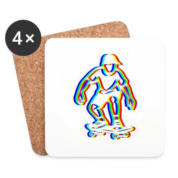 Glitch Skater – Straßenschwingungen - Untersetzer (4er-Set) - Weiß - Vorne